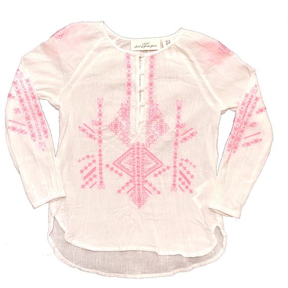H&M Other - H&M Boho Coral Embroidered Blouse